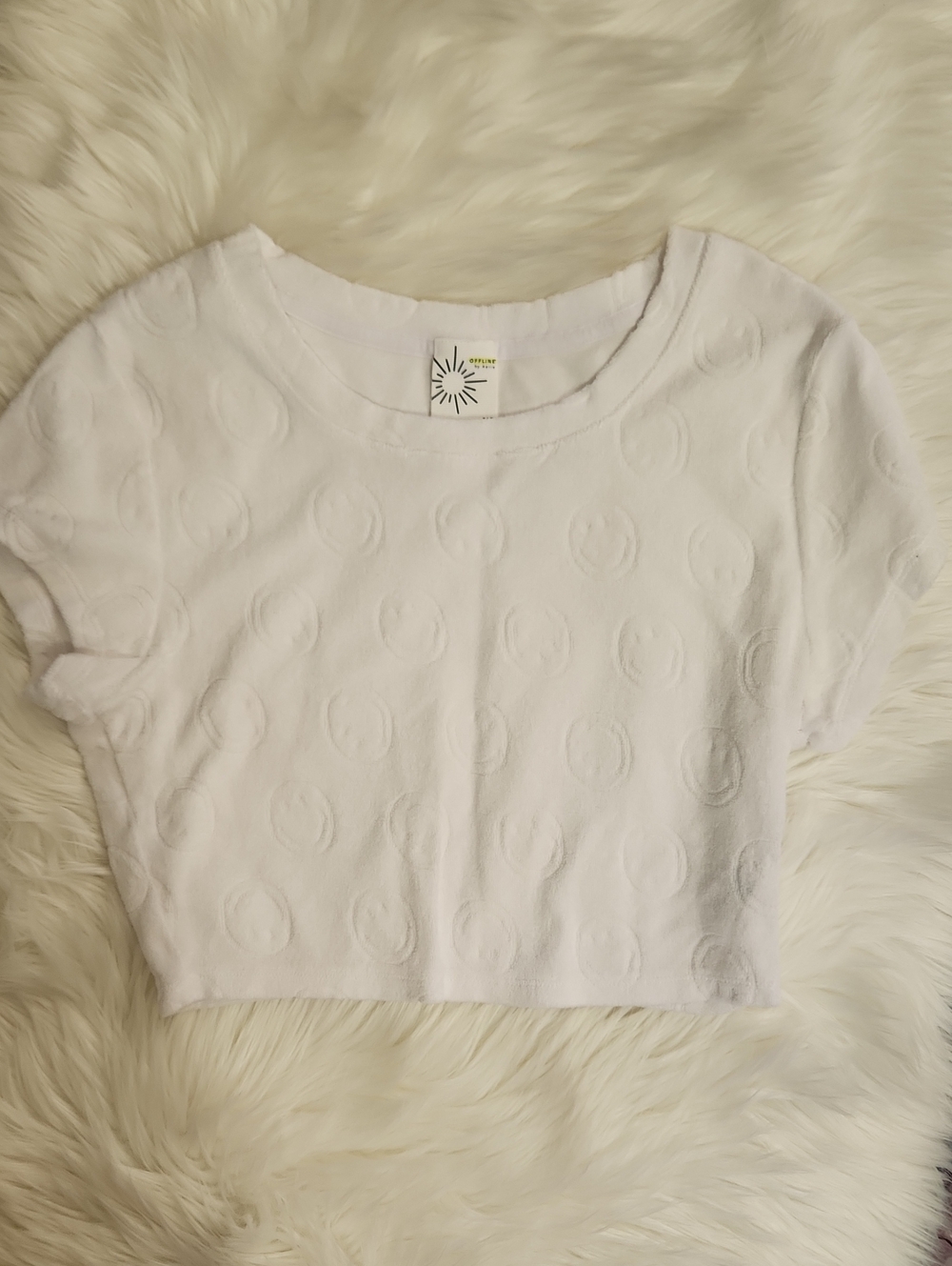 White Textured Crop Top - Junior Size S - Brand: Aerie